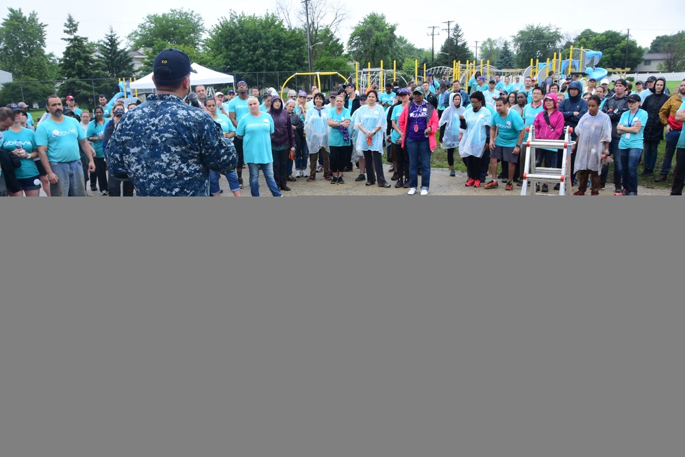 Sailors, community build playground for kids