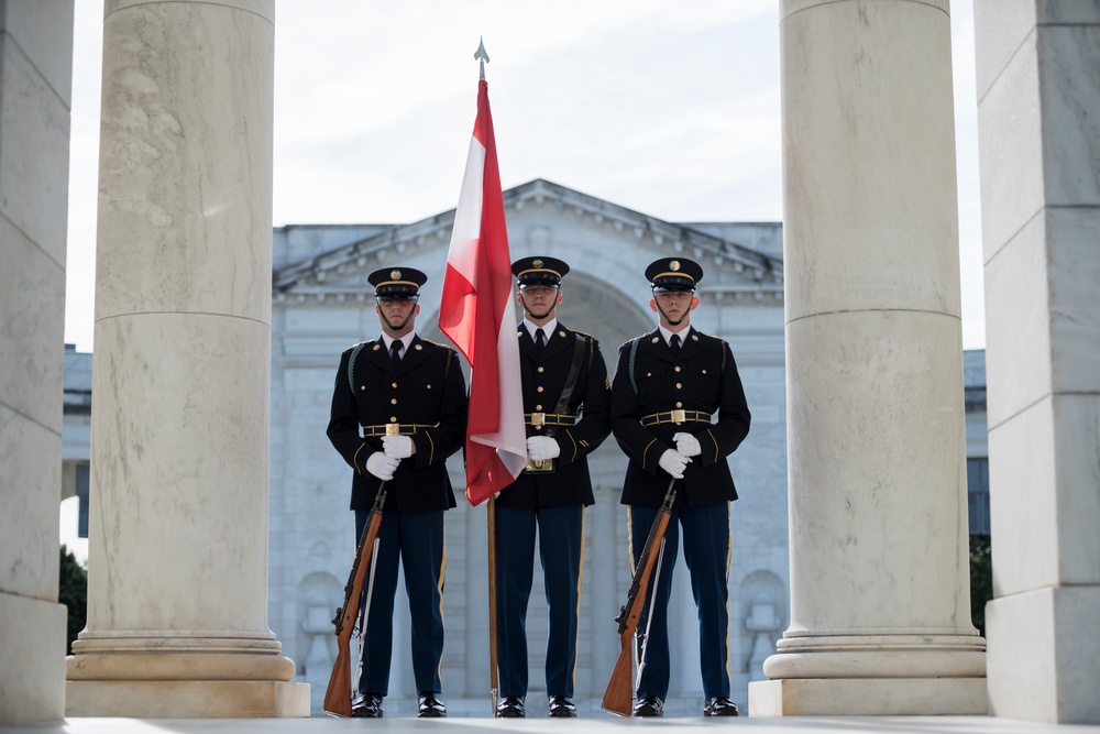 Commander of the Lebanese Armed Forces Gen. Joseph K. Aoun Participates in an Armed Forces Full Honors Wreath-Laying at the Tomb of the Unknown Soldier