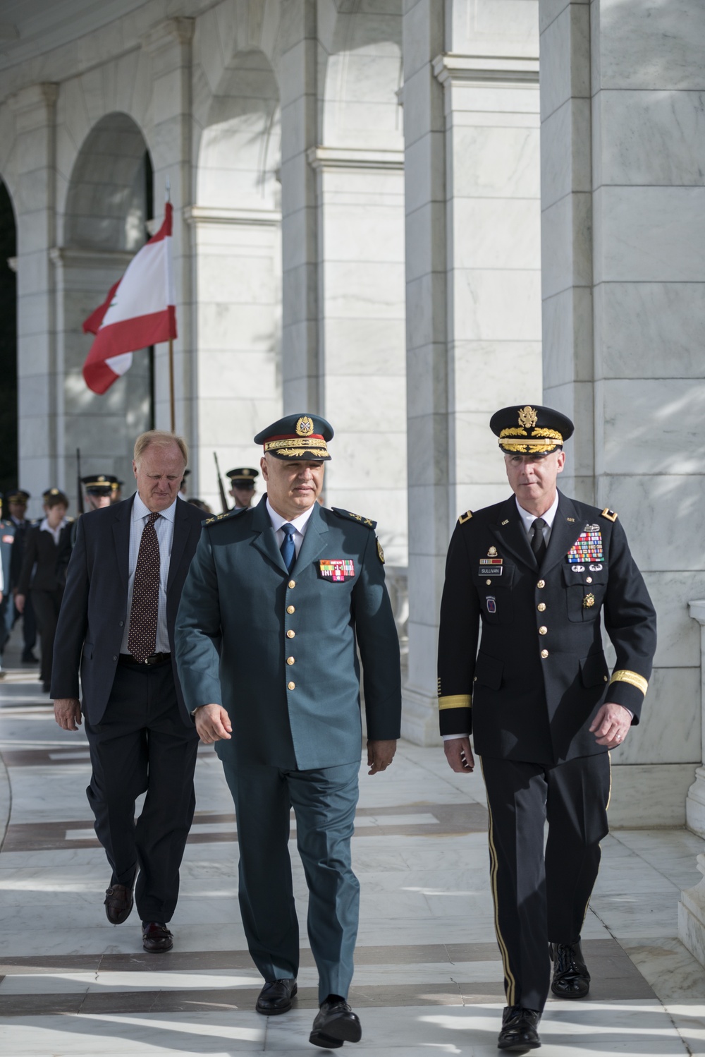 Commander of the Lebanese Armed Forces Gen. Joseph K. Aoun Participates in an Armed Forces Full Honors Wreath-Laying at the Tomb of the Unknown Soldier