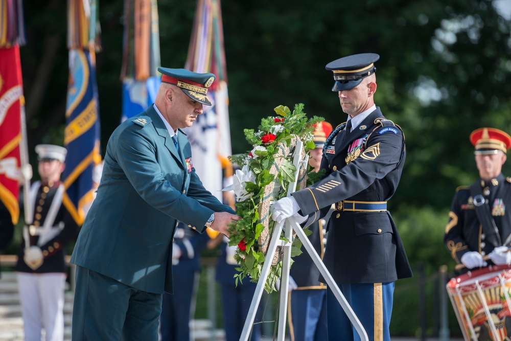 Commander of the Lebanese Armed Forces Gen. Joseph K. Aoun Participates in an Armed Forces Full Honors Wreath-Laying at the Tomb of the Unknown Soldier