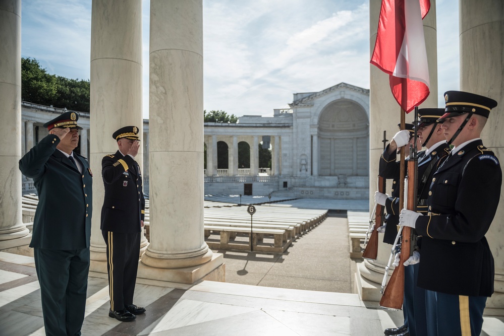 Commander of the Lebanese Armed Forces Gen. Joseph K. Aoun Participates in an Armed Forces Full Honors Wreath-Laying at the Tomb of the Unknown Soldier