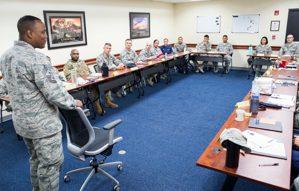 PACAF command Chief Master Sgt. Anthony Johnson visits Andersen AFB