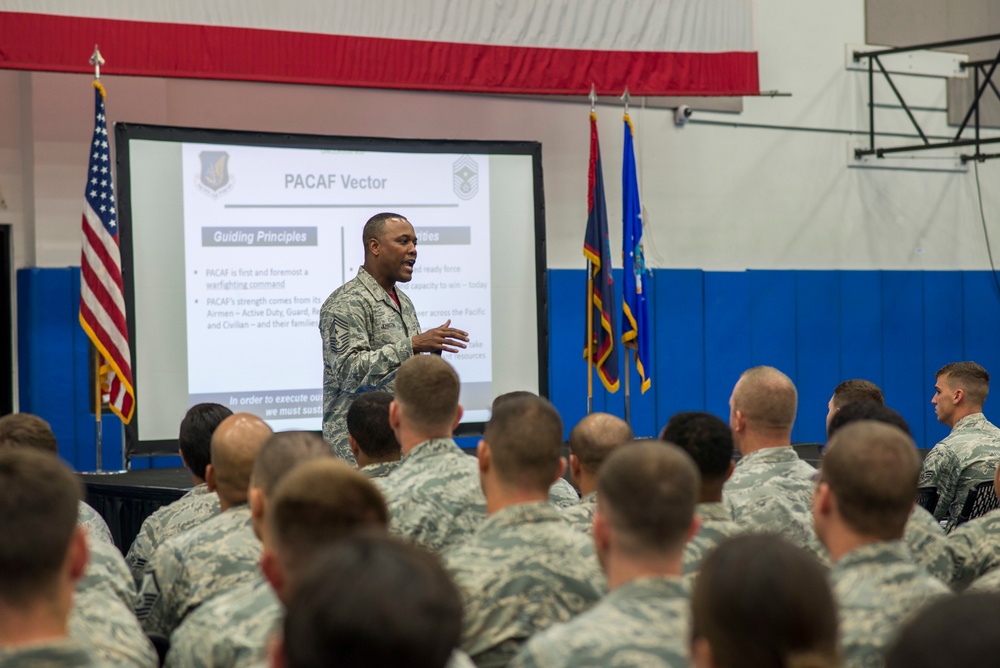 PACAF command Chief Master Sgt. Anthony Johnson visits Andersen AFB