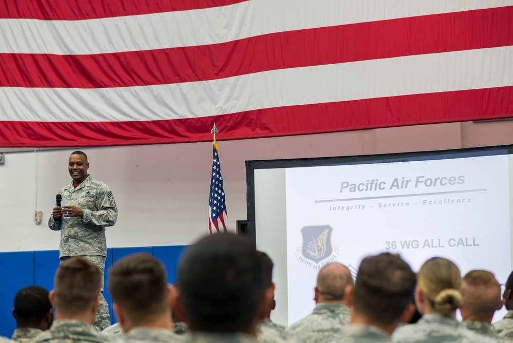 PACAF command Chief Master Sgt. Anthony Johnson visits Andersen AFB