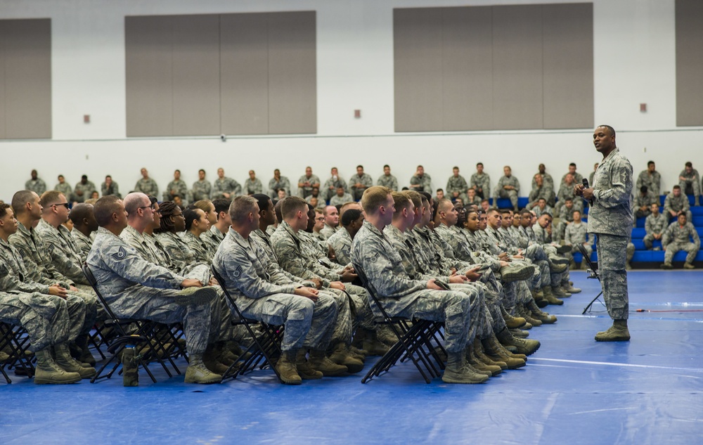 PACAF command Chief Master Sgt. Anthony Johnson visits Andersen AFB