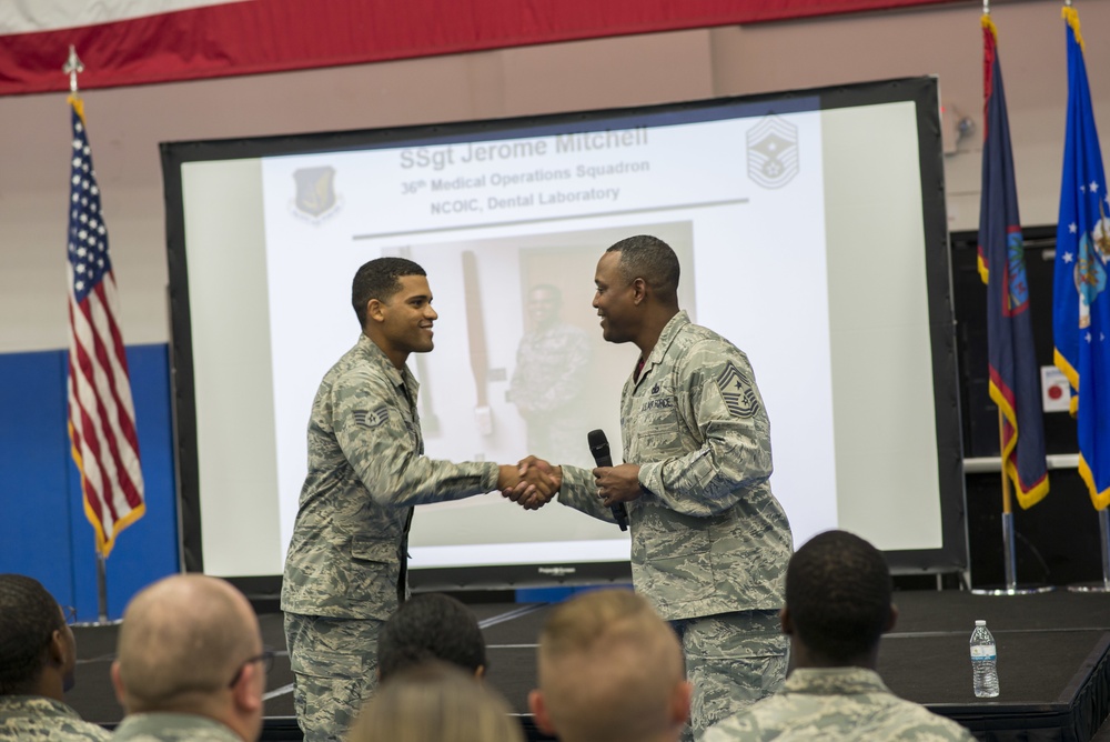 PACAF command Chief Master Sgt. Anthony Johnson visits Andersen AFB