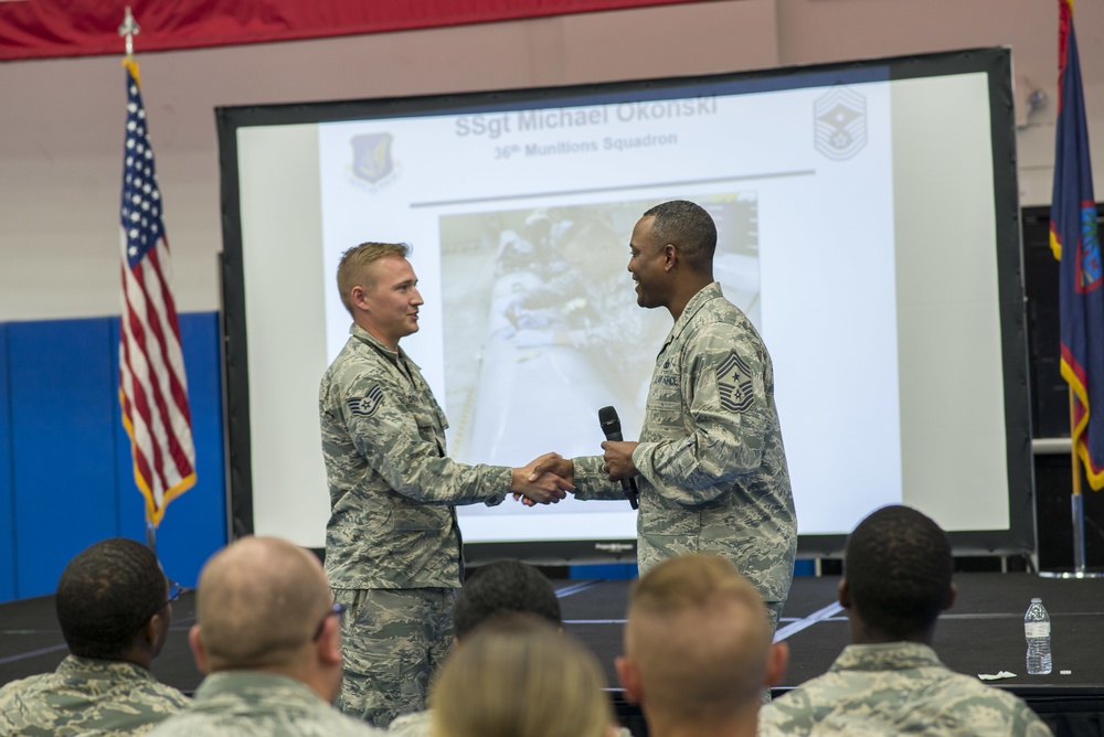 PACAF command Chief Master Sgt. Anthony Johnson visits Andersen AFB