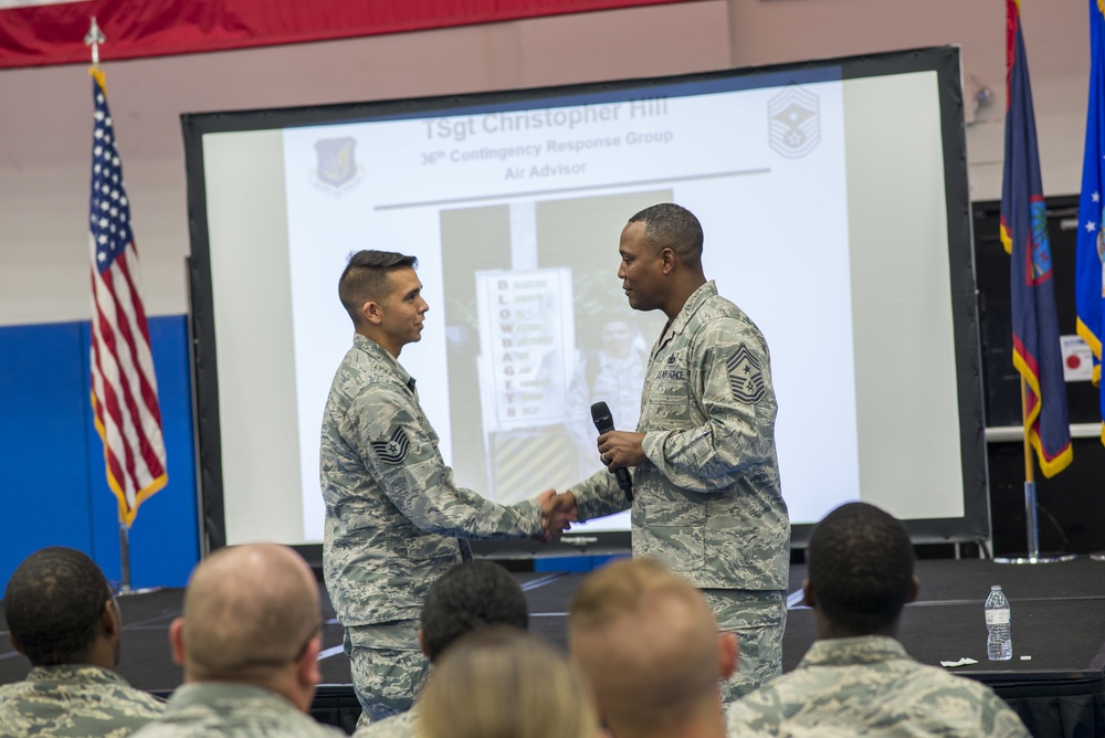 PACAF command Chief Master Sgt. Anthony Johnson visits Andersen AFB