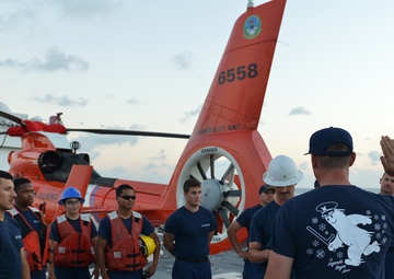 Coast Guard Cutter Bertholf crewmembers conduct counterdrug patrol in the Eastern Pacific Ocean