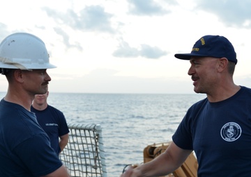 Coast Guard Cutter Bertholf crewmembers conduct counterdrug patrol in the Eastern Pacific Ocean