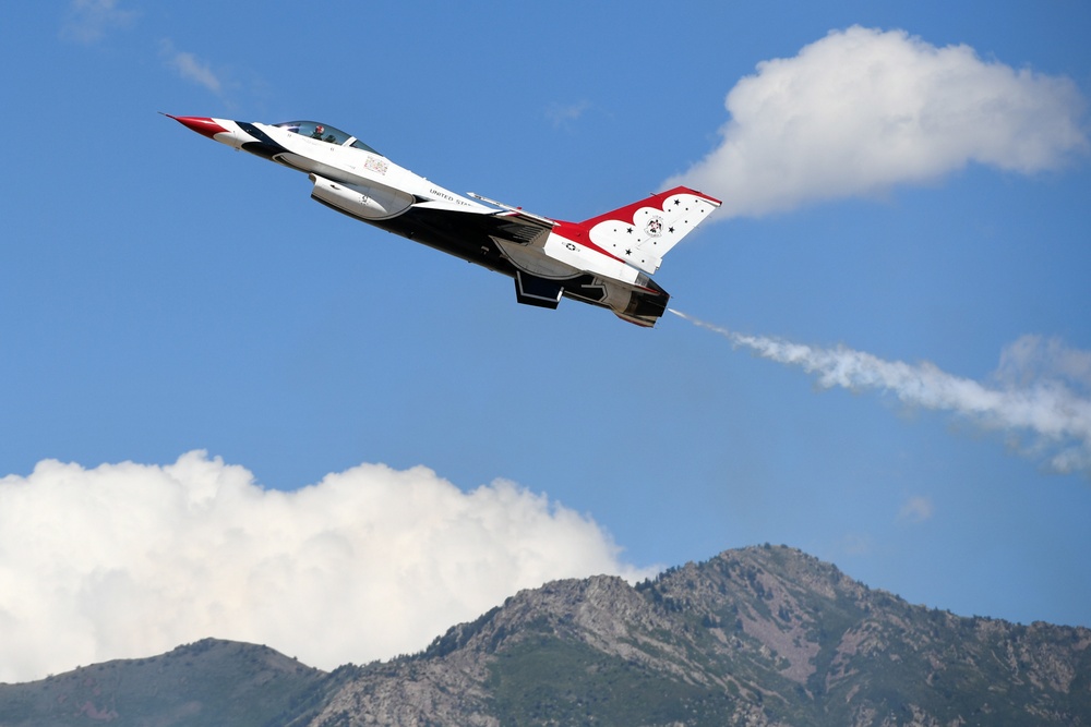 The U.S. Air Force Thunderbirds perform at Hill Air Force Base, Utah