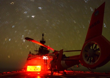Coast Guard Cutter Bertholf crewmembers conduct counterdrug patrol in the Eastern Pacific Ocean