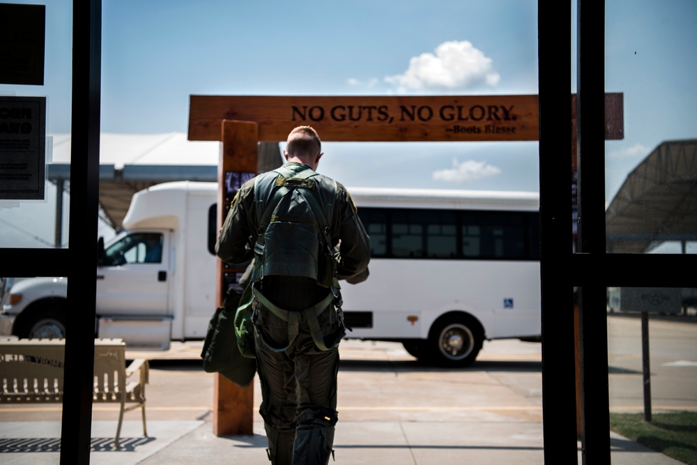 The takeoff of a student pilot