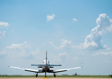 The takeoff of a student pilot