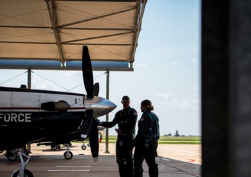 The takeoff of a student pilot