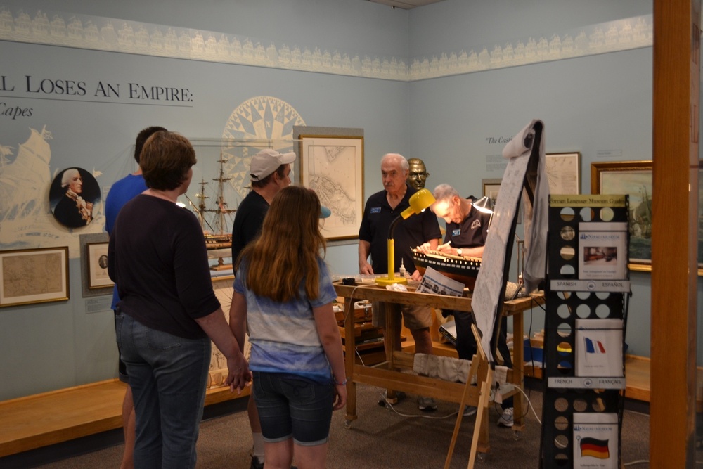 Watching model shipbuilders at work