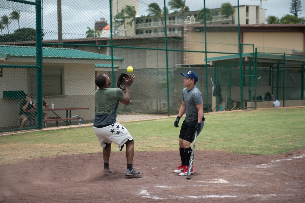 USS Halsey plays JS Ise during RIMPAC 2018 Softball Tournament