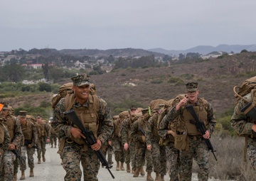 Out the rack, grab your pack: Marines with Headquarters &amp; Support Battalion conduct sustainment hike