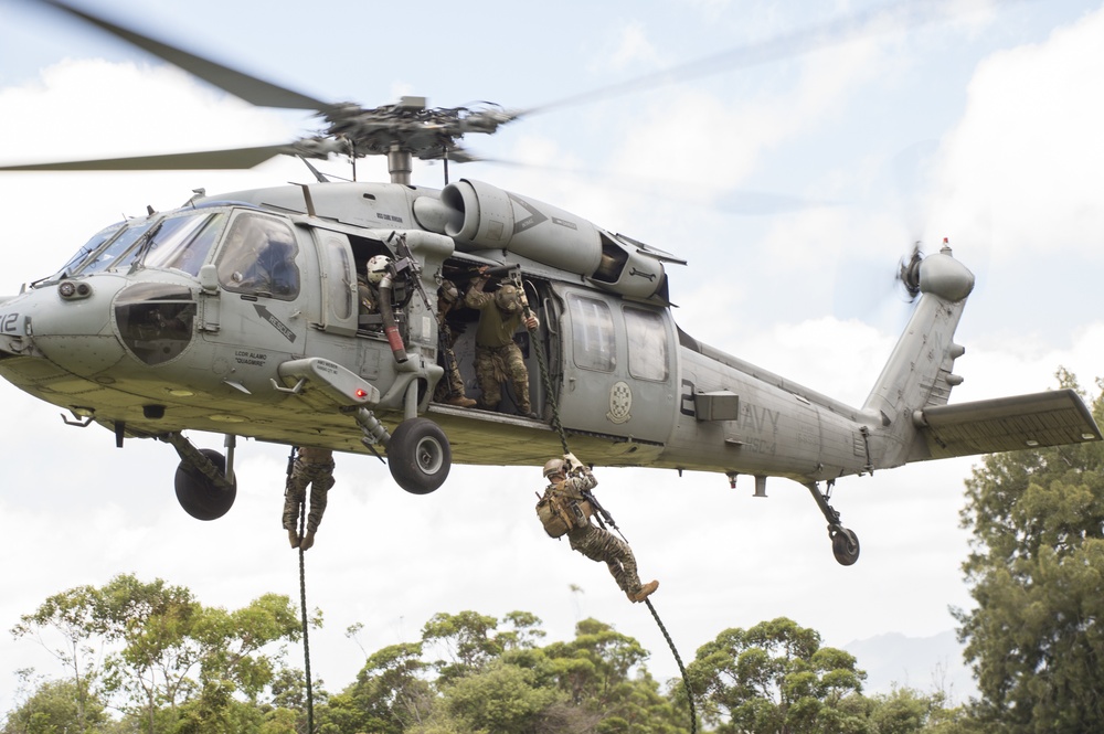 SOF Teams conduct Fast Rope Insertion &amp; Extraction System training during RIMPAC 2018