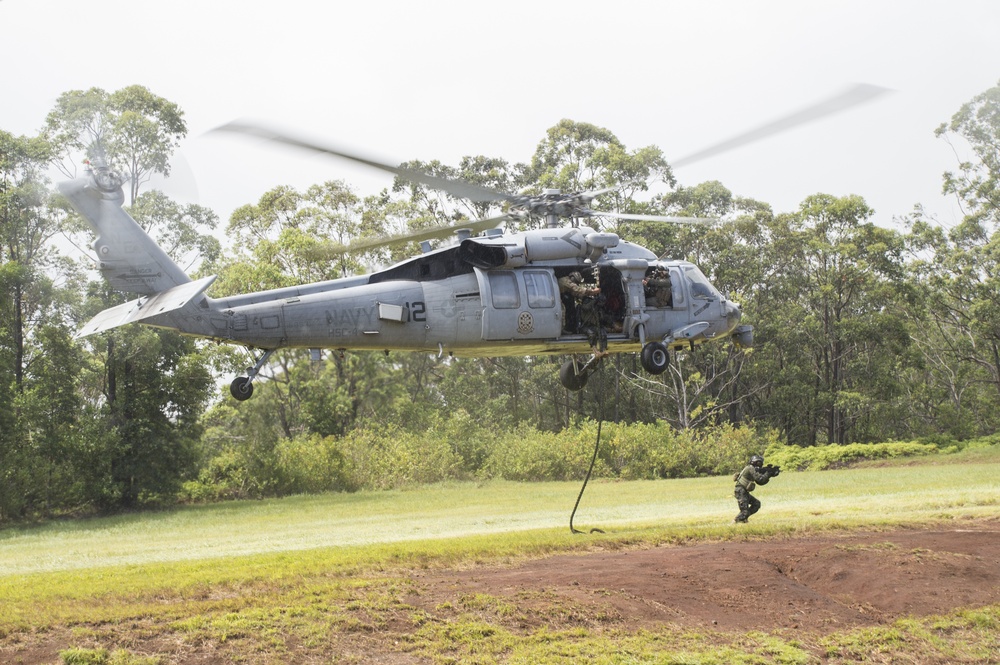 SOF Teams conduct Fast Rope Insertion &amp; Extraction System training during RIMPAC 2018