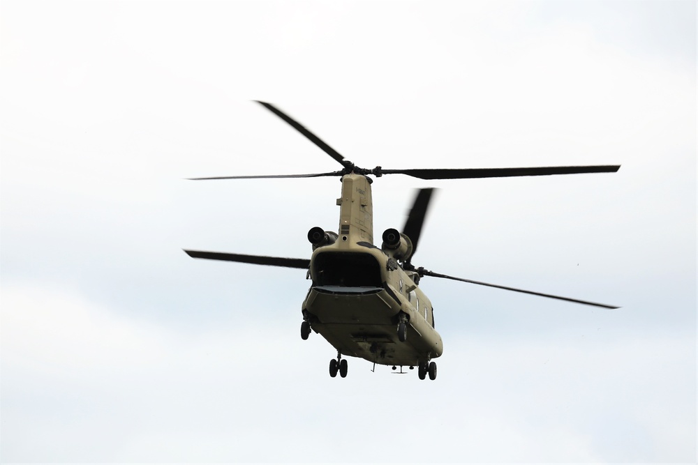 Chinook helicopter, crew supports Fort McCoy sling-load training