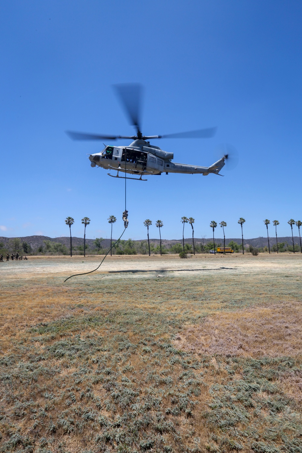 Fast rope ready: HMLA-369 supports ground