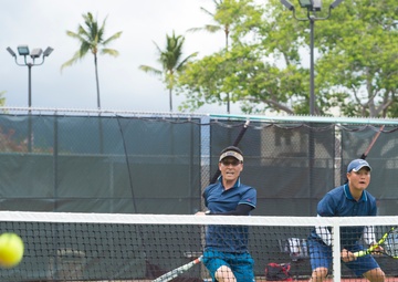Sailors assigned to INS Sahyadri and ROKS Yulgok Yi compete in Tennis Tournament