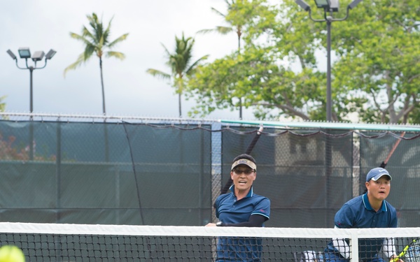 Sailors assigned to INS Sahyadri and ROKS Yulgok Yi compete in Tennis Tournament