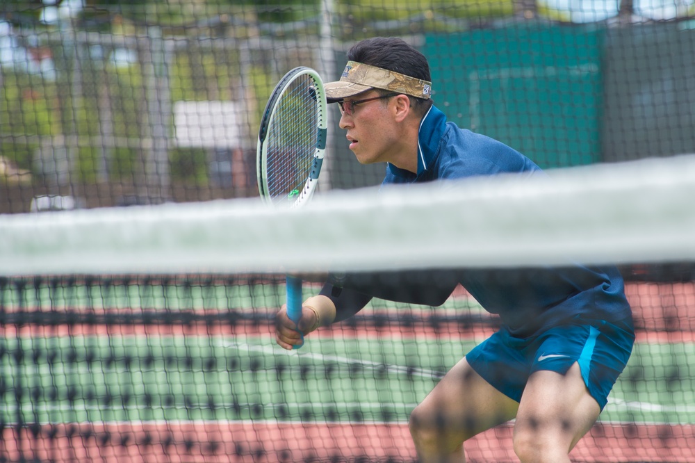 Sailors assigned to INS Sahyadri and ROKS Yulgok Yi compete in Tennis Tournament