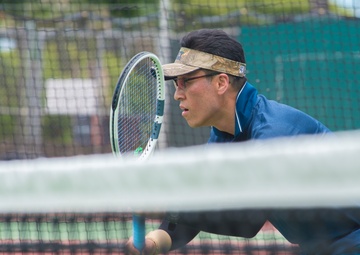 Sailors assigned to INS Sahyadri and ROKS Yulgok Yi compete in Tennis Tournament