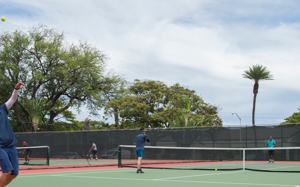 Sailors assigned to INS Sahyadri and ROKS Yulgok Yi compete in Tennis Tournament