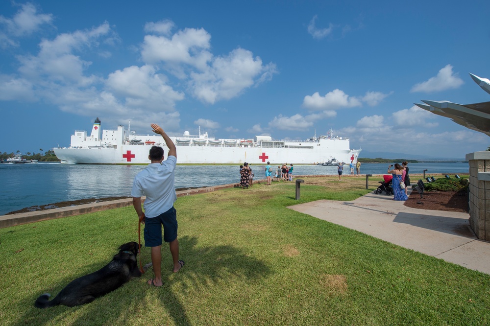 USNS Mercy arrives at Joint Base Pearl Harbor-Hickam for RIMPAC 2018
