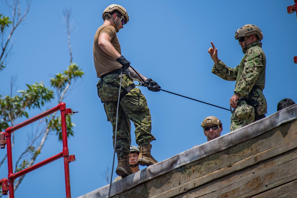 Explosive Ordnance Disposal Teams Conduct Rappelling Training During RIMPAC 2018.