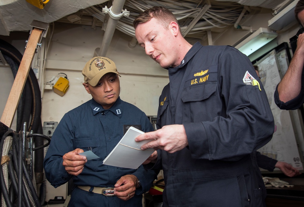 General quarters drill aboard USS Bonhomme Richard (LHD 6)