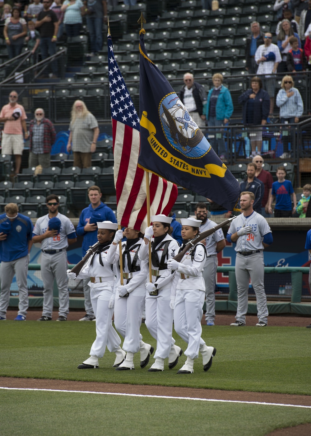 Nimitz Honor Guard Parades The Colors At Baseball Game