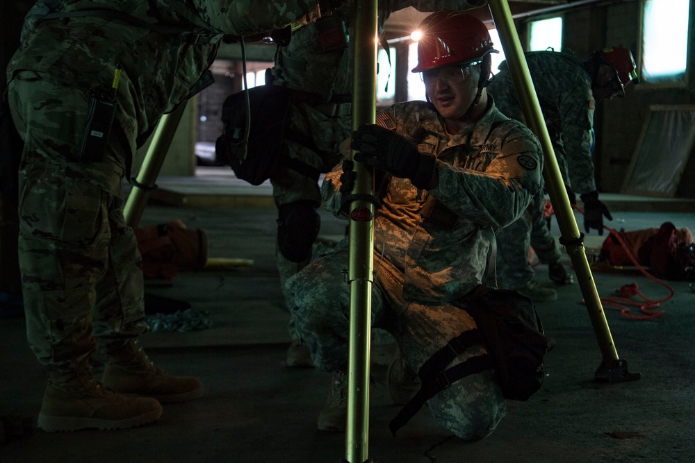 CERF-P performs ropes rescue training at Camp Dawso