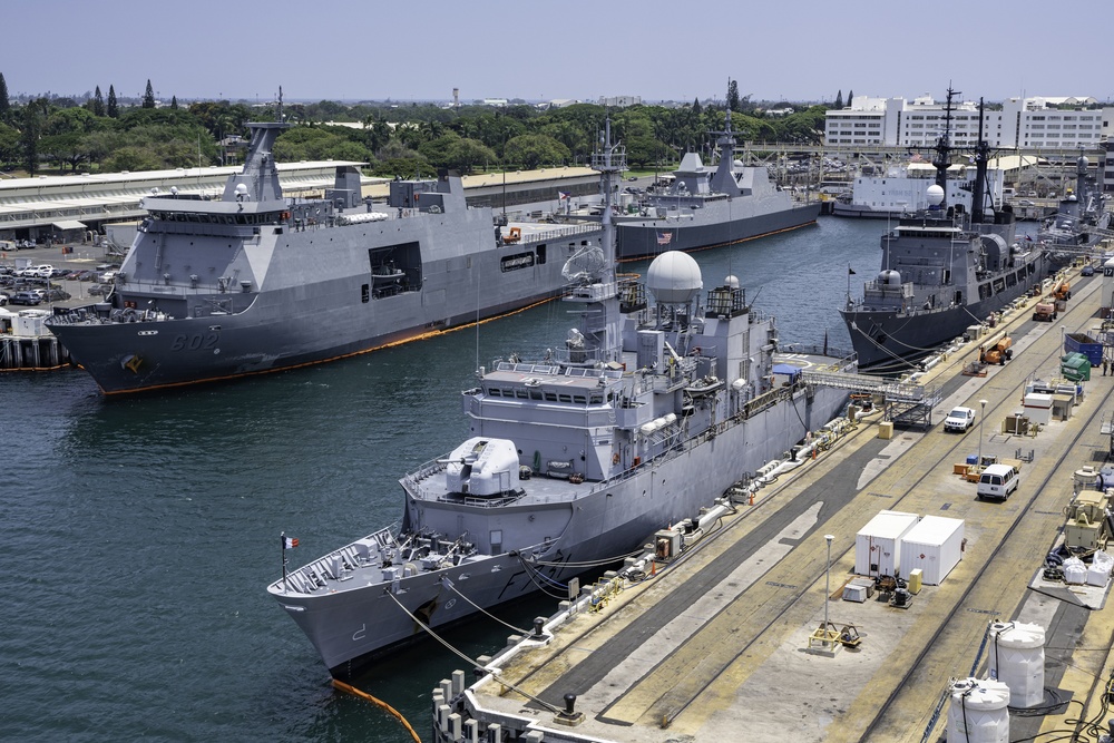 U.S. and international ships moored for RIMPAC 2018