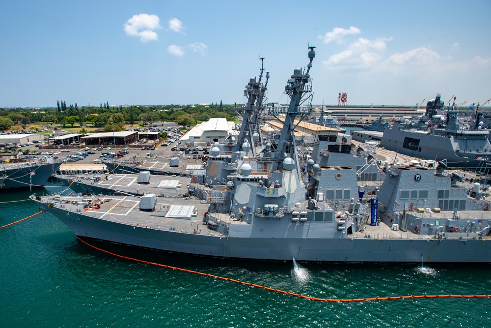 U.S. and international ships moored for RIMPAC 2018