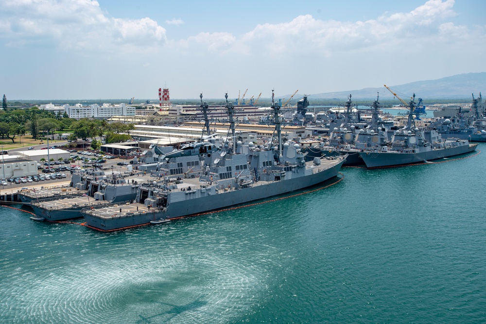 U.S. and international ships moored for RIMPAC 2018