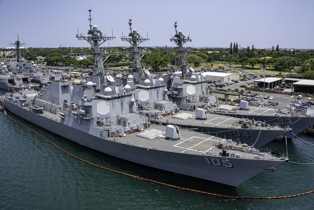 U.S. and international ships moored for RIMPAC 2018