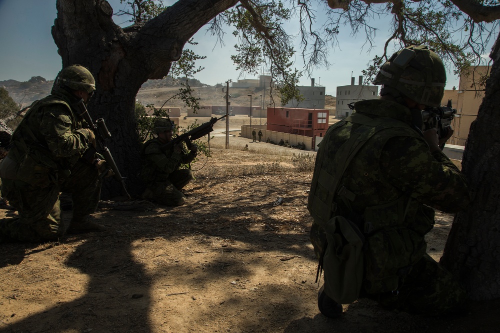 Canadian soldiers, U.S. Marines storm combat town during RIMPAC