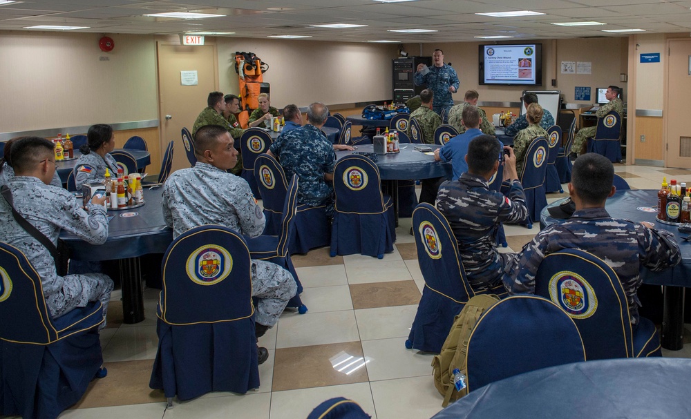 Partner nations attend subject matter expert exchange aboard USNS Mercy (T-AH 19) during RIMPAC 2018