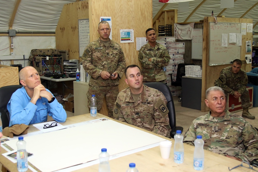 Florida Gov. Rick Scott visits National Guard field artillery soldiers in Kuwait