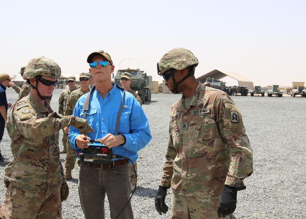 Florida Gov. Rick Scott visits National Guard field artillery soldiers in Kuwait