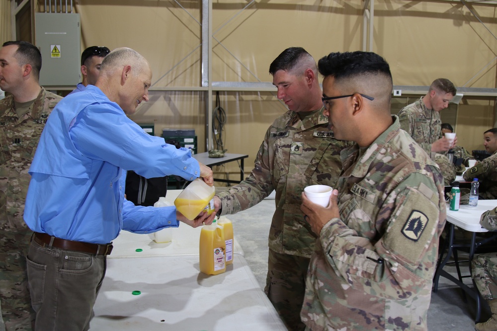 Florida Gov. Rick Scott visits National Guard field artillery soldiers in Kuwait