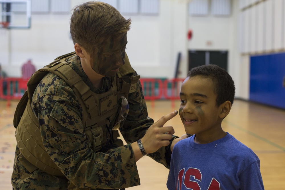 Marines and Sailors with SPMAGTF-CR-AF LCE 18.2 participate in Nerf Gun Battle