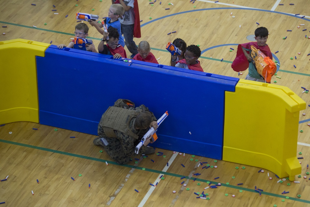 Marines and Sailors with SPMAGTF-CR-AF LCE 18.2 participate in Nerf Gun Battle