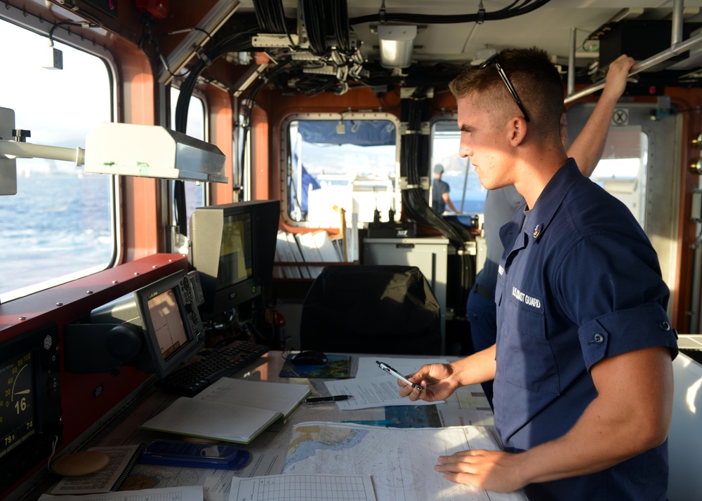 Coast Guard Cadet plots position fix