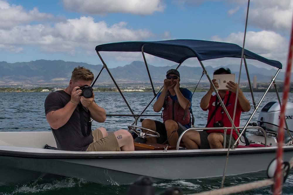 RIMPAC 2018 Participants Compete in a Sailboat Regatta at the Pearl Harbor Yacht Club.
