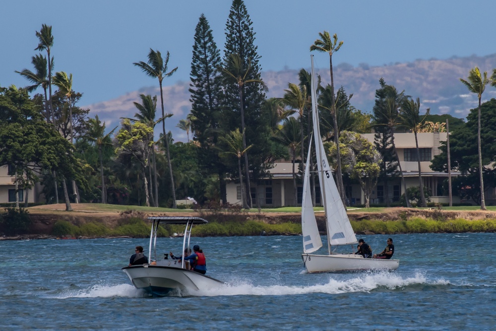 RIMPAC 2018 Participants Compete in a Sailboat Regatta at the Pearl Harbor Yacht Club